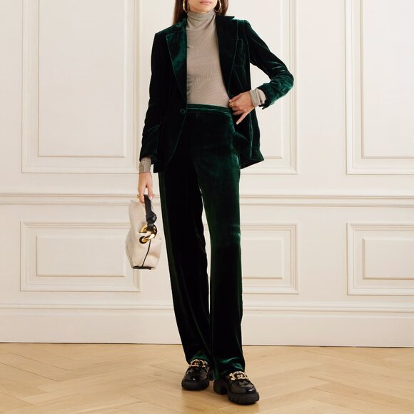 Polo Ralph Lauren Velvet Straight Leg Pant Jade Green Size 10 NEW NWT - Picture 1 of 10